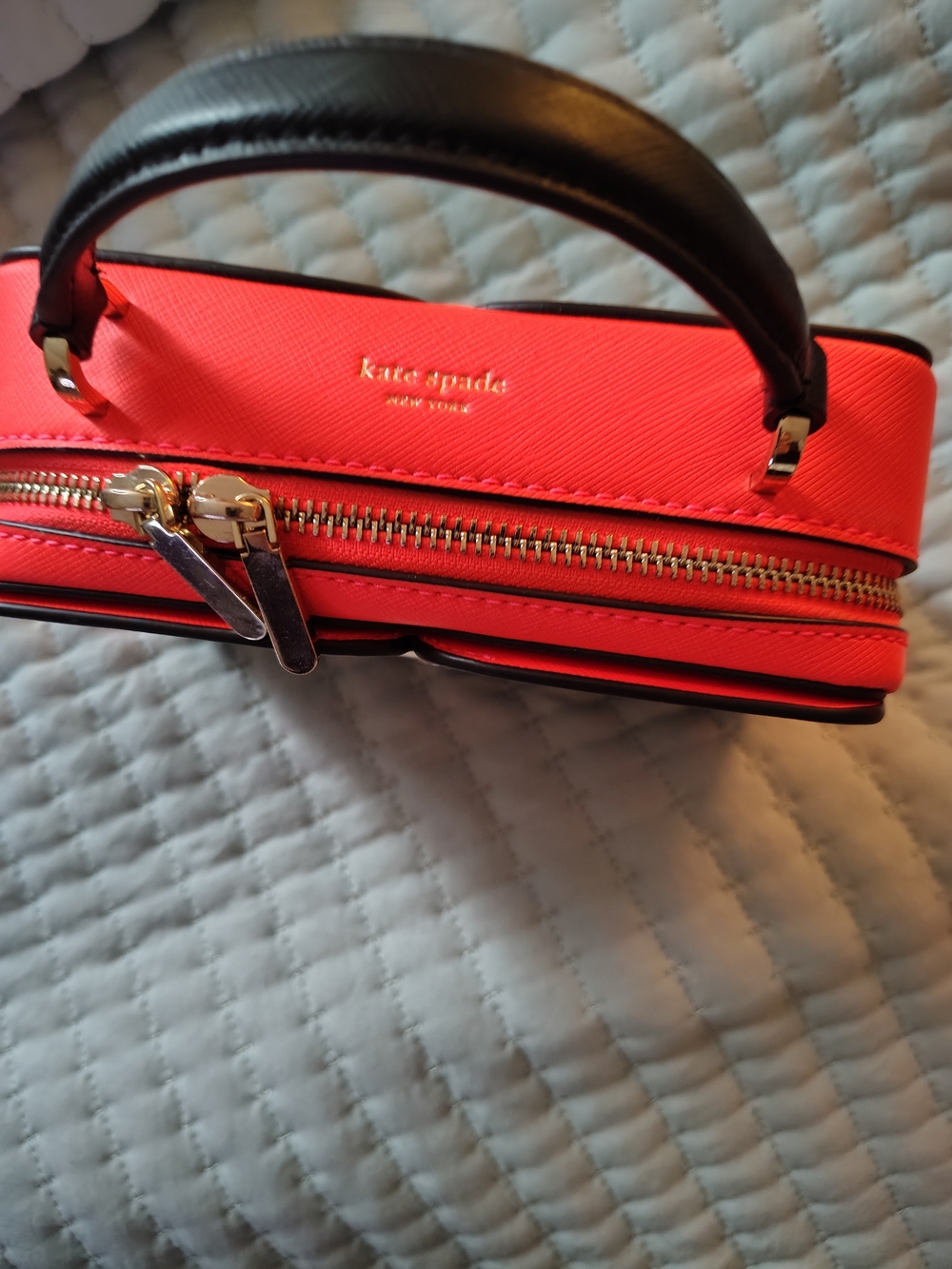 kate spade Coral Pink and Black Top-Handle Mini Crossbody